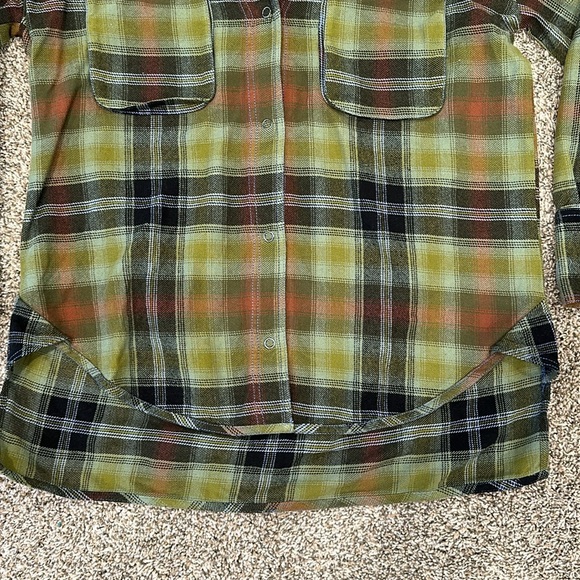 Free People We The Free Izzie Plaid Flannel Cargo Shirt Jacket Shacket Olive - Picture 8 of 10